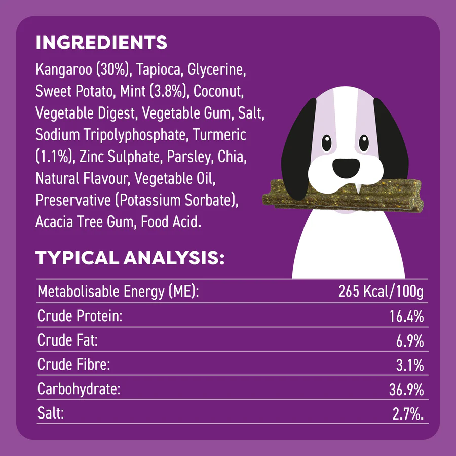 Kangaroo Mint & Turmeric adult dog dental sticks